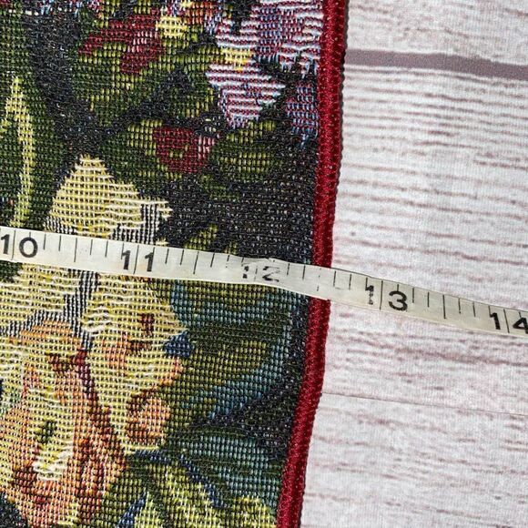 Floral print table runner with fringe ends approx 
52”x12.5” - Picture 5 of 5